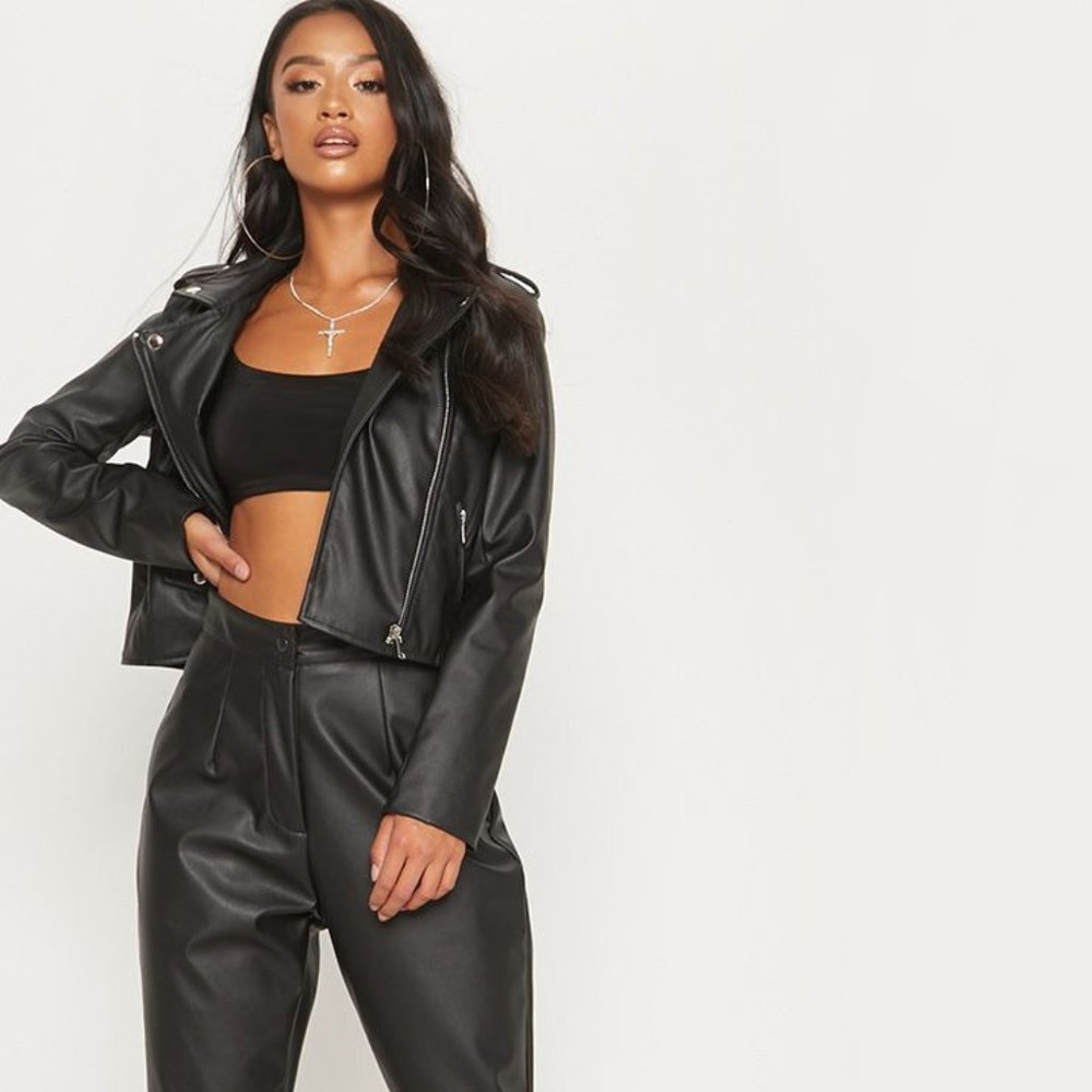 NWT Petite Faux Leather Slim Leg Trouser